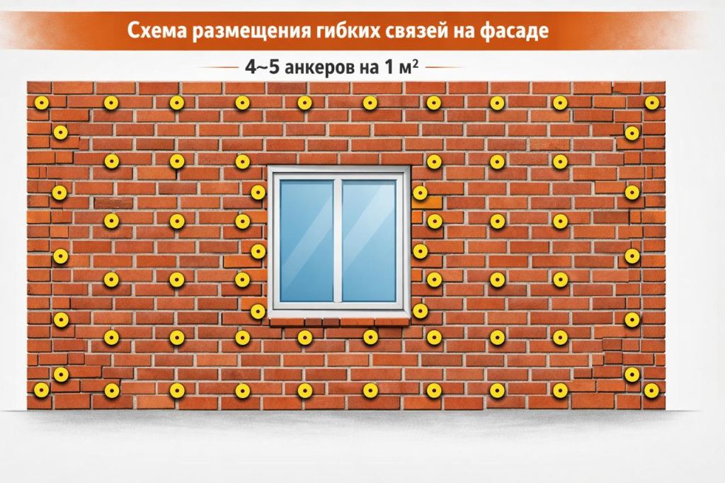 шаг установки гибких связей